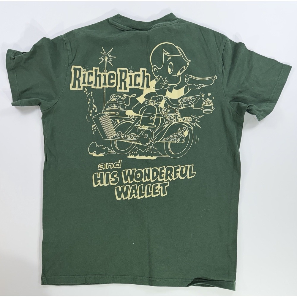 Richie Rich Shoe Palace Graphic T Shirt Money Cartoon Green Mens Small